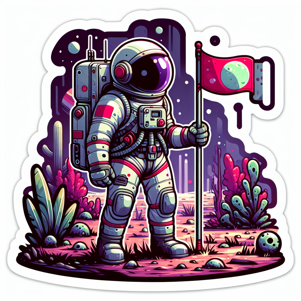 sticker-Astronaut-themed anime character exploring an alien planet-anime stickers-1733082206348